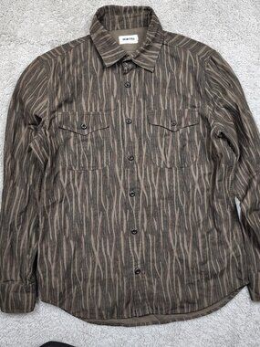 Taylor Stitch Mens Woodland Camo Button Shirt Canvas Size 42 Large L Green Brown